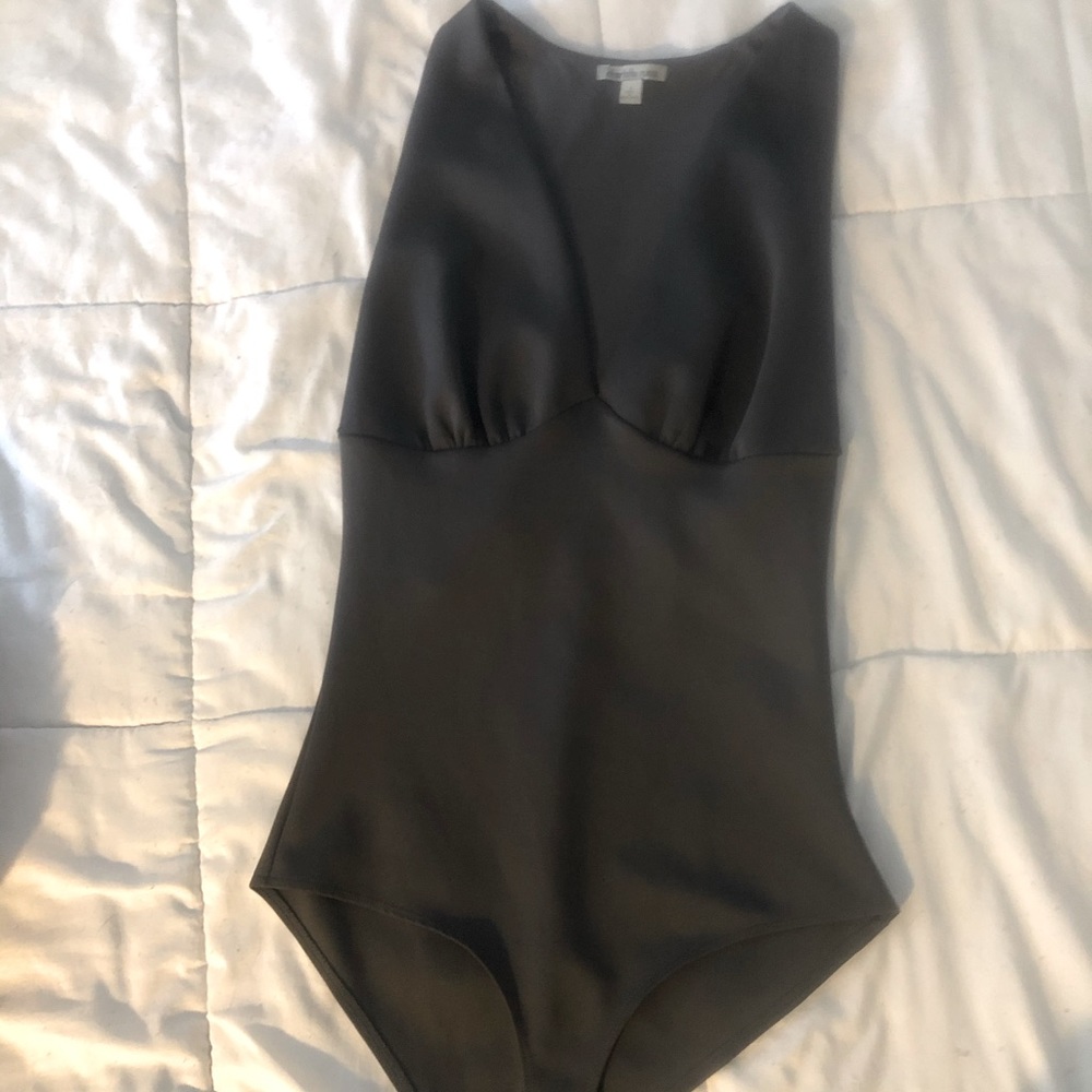 Grey V-neck Body Suit